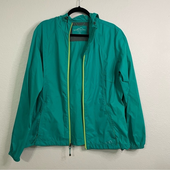 Eddie Bauer Other - Eddie Bauer mens Teal Windbreaker Jacket with Yellow Accents XL lightweight